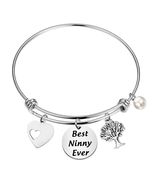 FEELMEM Best Ninny Ever Family Tree Bracelet Stainless Steel Box Chain - $178.97 MXN