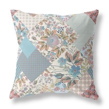 20&quot; Gold Peach Boho Floral Indoor Outdoor Throw Pillow - £57.85 GBP