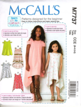 McCall&#39;s M7737 Toddler Girls 3 to 6 Learn to Sew Dresses Uncut Sewing Pa... - £9.52 GBP