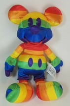 Mickey Mouse Pride Rainbow Plush 15in Satiny Soft Stuffed Toy Disney - $14.80