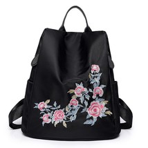 Ethnic Style Embroidered Nylon Backpack Waterproof Anti-Theft Travel Fashion Sho - £24.92 GBP