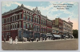 Postcard View Columbus Avenue Interurban Station Sandusky Ohio - £14.26 GBP