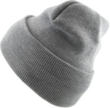 Thick Beanie Skull Cap Winter Cuffed Ski Knit Hat Color Light Gray - $20.52 CAD