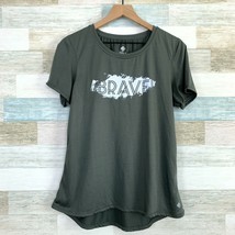 LuLaRoe Rise Brave Graphic Workout Tee Gray Activewear Casual Womens Medium - £15.52 GBP