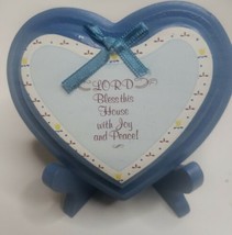 Lord Bless This Home With Joy And Peace Blue Wooden Plaque With Easel - $9.48