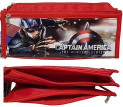 Marvel Captain America Winter Soldier Multi Slot Zip Pencil Case Pouch B... - $6.92