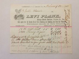 1888 Antique Levi Plank Cigar Receipt Cambridge Pa Jesse Hause Hot Shot Toney - $34.60