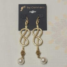 G By Gennaro Dangle Snake Earrings Faux Pearl Gold Tone - £11.59 GBP