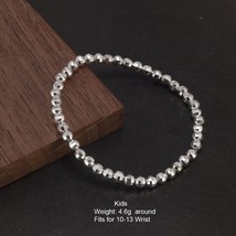 Real Pure 999 Sterling Silver Elastic String Faceted Beads Bracelet For Ladies K - £37.02 GBP