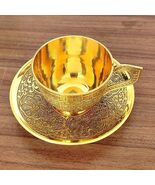 INDIAN ART VILLA Pure Brass Embossed Design Cup for tea, Volume- 150 ML - €42,84 EUR