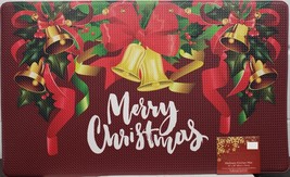 ANTI-FATIGUE Nonslip Pvc Floor MAT(18&quot;x30&quot;) Merry Christmas Bells &amp; Ribbons, Sig - £19.48 GBP