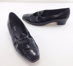 Ros Hommerson 8.5 M Black Patent Leather Loafers 1&quot; Heels Shoes - £23.80 GBP