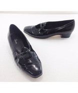 Ros Hommerson 8.5 M Black Patent Leather Loafers 1&quot; Heels Shoes - £23.86 GBP