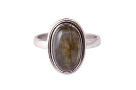 925 Argent Sterling Labradorite Gemmes or Rose / Plaqué Or Femme Bague GRS1276 - £38.57 GBP+