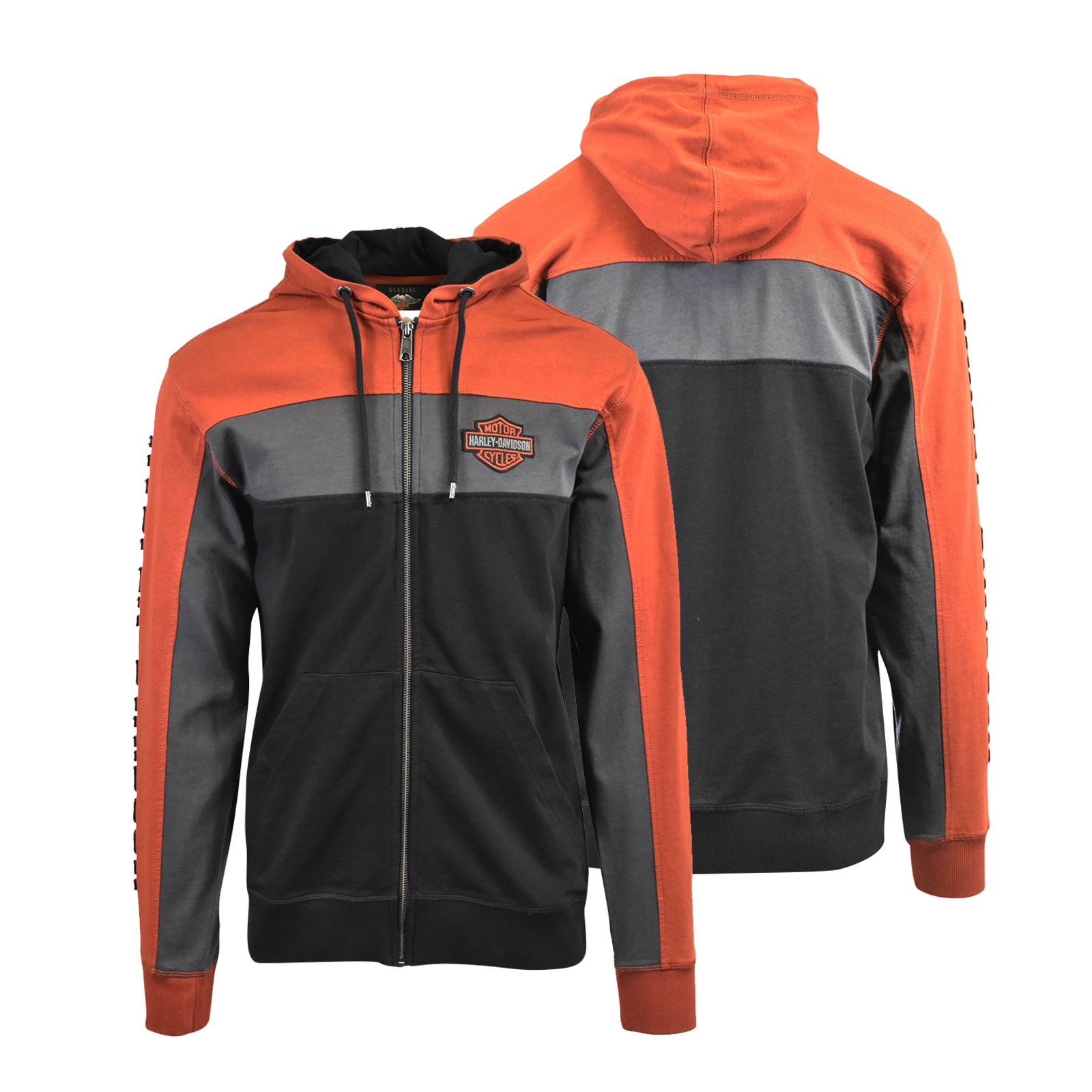 Harley-Davidson Men's Hoodie 3-Tone Copperblock Full Zip (S01)