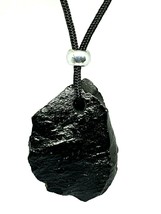 Shungite Pendant Freeform Gemstone Mineral EMF Protection Bead Cord Neck... - $31.43