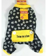 Dog BOO Pajamas Black Yellow &#39;Throw Me A Bone&quot; Halloween Costume Skull P... - $6.57 CAD+