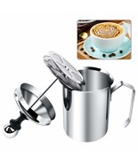 Manual Milk Creamer Hand Pump Frother Cappuccino Latte Coffee Foam Pitch... - £26.24 GBP