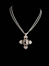 Maltese Cross necklace - 2 strand necklace - signed jewelry - couture necklace - - £98.32 GBP
