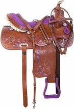 STG Purple Western Horse Barrel Racing Leather Saddle Full Set Free Shipping - £291.10 GBP+