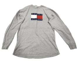 Tommy Hilfiger Vintage 90s Box Flag Logo Made USA Long Sleeve T Shirt Me... - $29.69