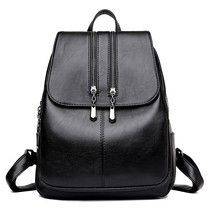 Women Leather BackpaHigh Quality 2019 Female Vintage Backpack Travel Sho... - $56.37