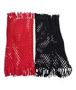 Y2K Aeropostale Fringe Knit Scarf Lot Blue Pink Fishnet Boho Festival Wrap Set - $22.50