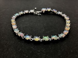 Sterling Silver Opal Bracelet 4x6 mm Oval High Quality 7.5 Ct opal bracelet Men - £91.96 GBP