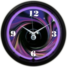 8 Ball Swirl Billiard Rack Pool 15&quot; Wall Décor Neon Clock 8SWIRL - £64.51 GBP