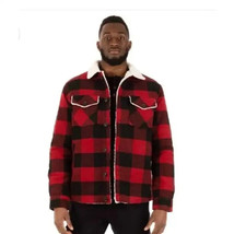 Hedge Men&#39;s Sherpa Lined Plaid 25V9 Woven Jacket Red Plaid- Size Medium - $69.99