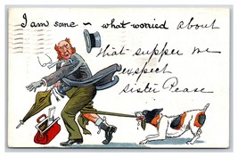 Comic Dog Attacking Man - I am Somewhat Worried UDB Postcard S3 - £3.91 GBP