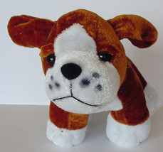 SITTING DOG 6&quot; Puppy Plush Brown White US Toy - $4.90