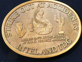 Intel and TDC Strike out at Accidents belt buckle Brass metal award - $20.79