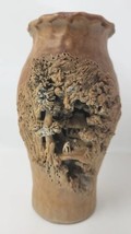 Vintage Japanese Hand Carved Pottery Vase Signed Abt 6&quot; Tall - £78.40 GBP
