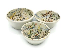3Pc Handmade Ceramic Serving Bowl Set, Hand Painted Abstract Portugal Po... - £54.53 GBP