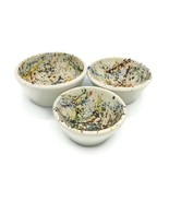 3Pc Handmade Ceramic Serving Bowl Set, Hand Painted Abstract Portugal Po... - £55.27 GBP