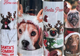 1 Roll Merry Woofmas Christmas Dogs with Santa Hats Christmas Wrapping Paper - $10.00