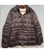 Calvin Klein Womens Brown Down Puffer Jacket L Hooded - $438.27 MXN