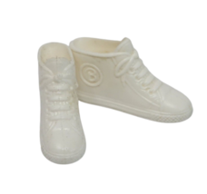 Vintage 1990's Mattel Barbie / Skipper All White Lace Up Tie High Top Sneakers - $23.75