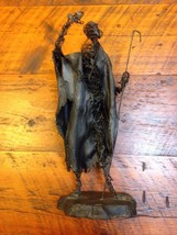Vtg Outsider Apocalyptic Man Black Fiberglass Metal Wire Armature Sculpture 18&quot; - £314.64 GBP
