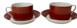 Fitz &amp; Floyd Rondelet Terra Cotta Flat Cup Saucer Set Demitasse Coffee Porcelain - £19.38 GBP