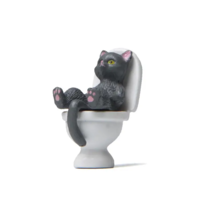 Mini Reclining Toilet Sitting Cat Table, Desk, or Plant Ornament Figurine  - New - £7.96 GBP