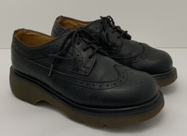 Vtg Dr Martens Brogue Shoes Black Leather Y2K Chunky Platform Womens US 5 EUC - £123.68 GBP