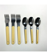 6 Oneida Northland COLORMATE IVORY OFF WHITE Stainless Fork Spoon Japan ... - $14.90