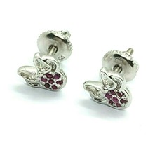 Minnie Mouse Simulated Ruby Stud Earrings 14k White Gold Plated 925 Silver - £28.67 GBP
