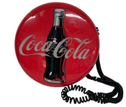 Vintage Coca-Cola Wall Phone Red Bottle Design Corded - £14.46 GBP