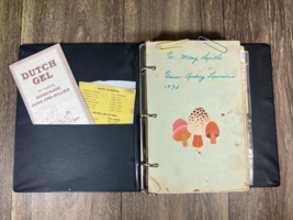 Lot Vintage Recipes Handwritten / Clipped Old 3 Ring Binder W Pockets 1970s - $57.99