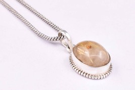 Rutilated Quartz 925 Silver Handmade Pendant Women Birthstone Beautiful Necklace - £37.77 GBP