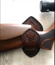 Leather Gun Rack Wall Mount. Buck Head Design. For 2. Perfect Christmas Present! image 4