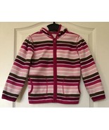 Old Navy Girls Hooded Fleece Purple Pink Striped Jacket Zip Closure 2 Po... - £10.86 GBP